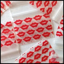5,000 APPLE BRAND RED LIPS BAGGIES 12510  RESEALABLE 5000 1.25"x1" kiss bags