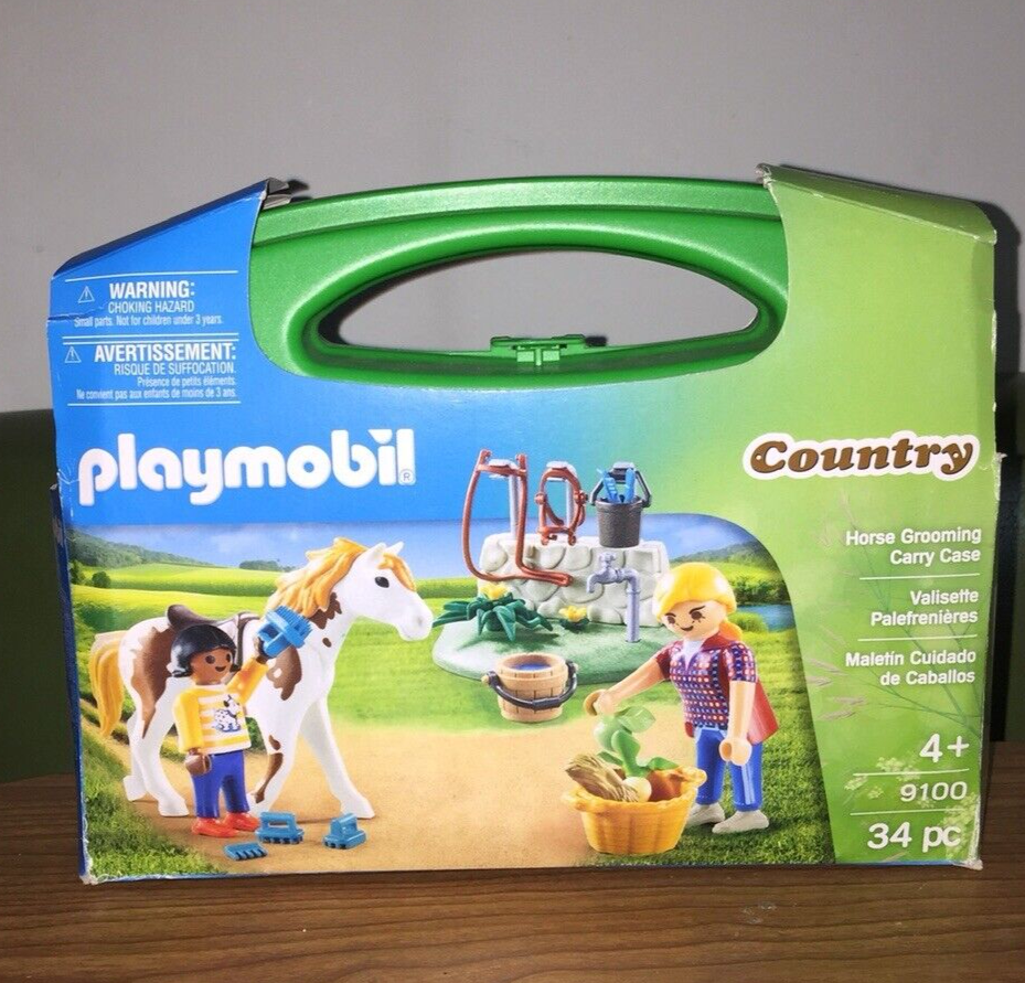 PLAYMOBIL #9100 Country Horse Grooming carry case New In original carry case
