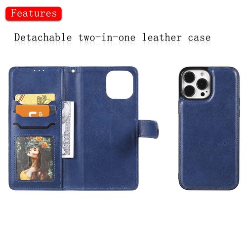 For iPhone 13 12 11 X XR SE 8 7 6s Magnetic Detachable Wallet Leather Case Cover - Picture 5 of 43
