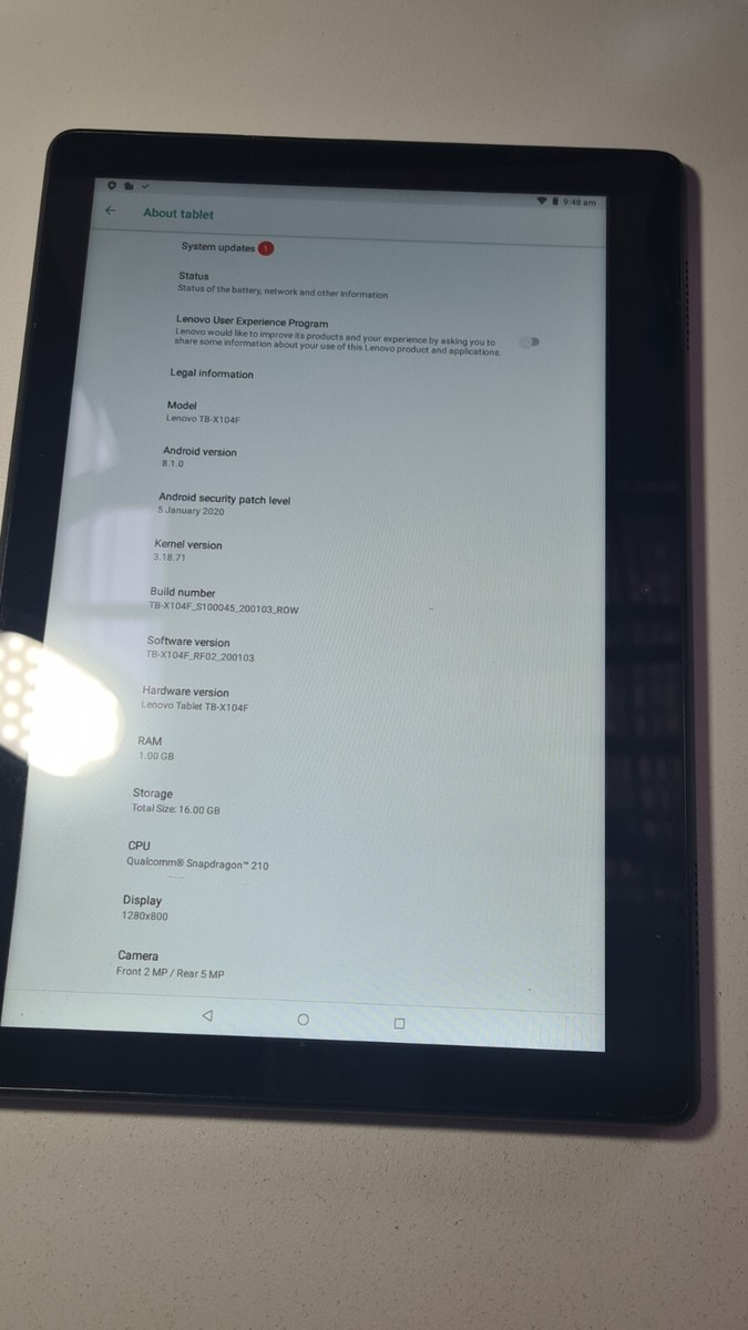 LENOVO TAB TB-X104F Touch Portable Tablet 16GB Android Smart
