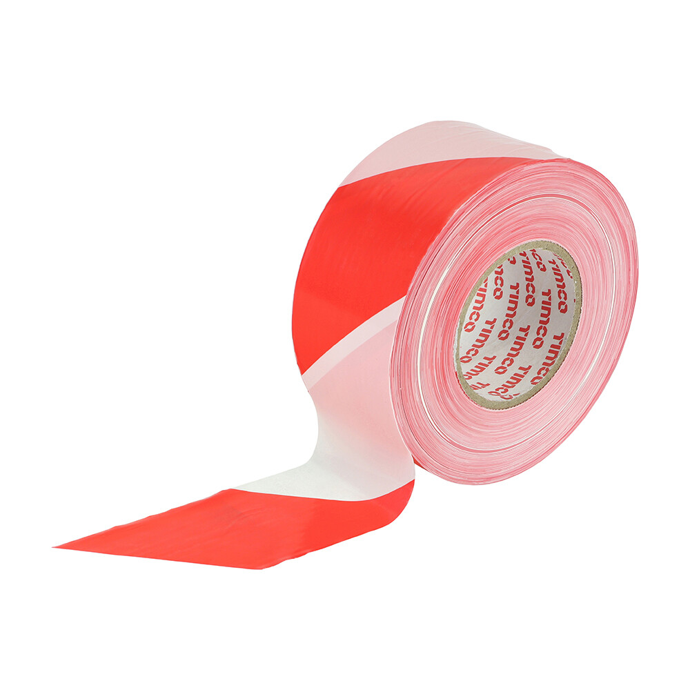 Timco Barrier Tape Safety Hazard Visible Caution Warning Red & White 500mx70mm