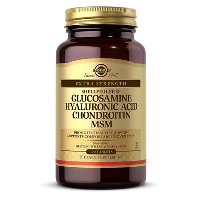 Solgar Glucosamine Hyaluronic Acid Chondroitin MSM Shellfish-Free 120 Tablets