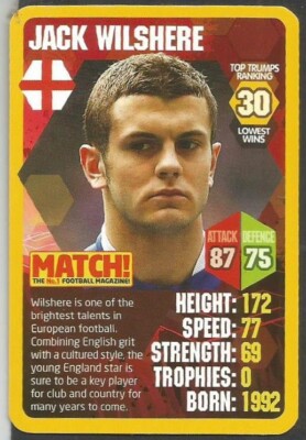 TOP TRUMPS - MATCH - WORLD FOOTBALL STARS 2013/14 - #30 - ENGLAND - JACK WILSHERE