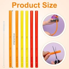 6pcs Replacement Straws Owala FreeSip Soft Plastic Tumbler Straws W/ Brush New