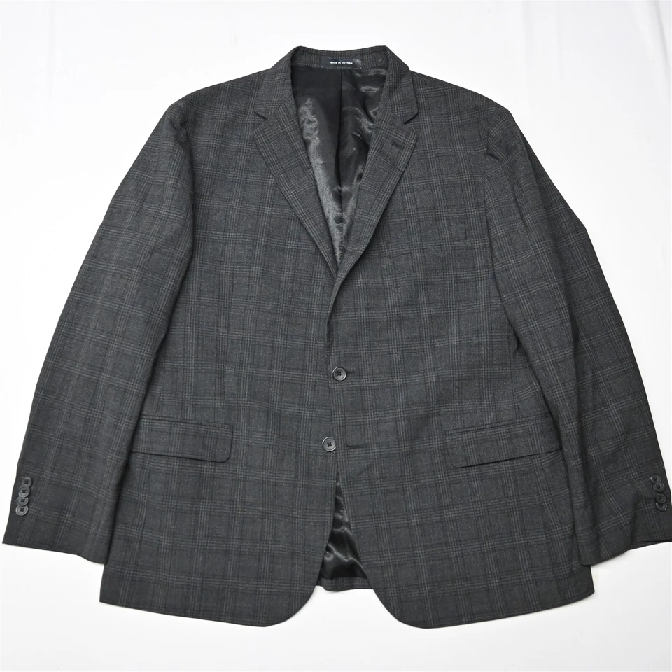 Kenneth Cole Awearness 48R Gray Plaid Wool Mens Blazer Suit Jacket Coat - Image 2 of 4