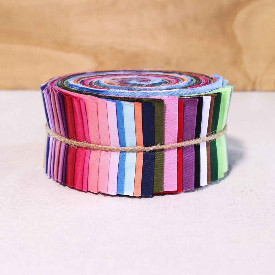 Tiras de rollo de gelatina lisas (50) 2,5" 100 % algodón tela acolchado costura artesanía Foto 2 de 4