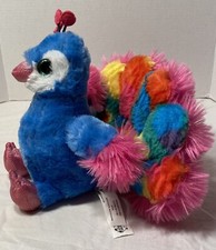 Animal Alley Plush Blue Peacock Bird Rainbow Toys R Us 9" Glitter Eyes 2016
