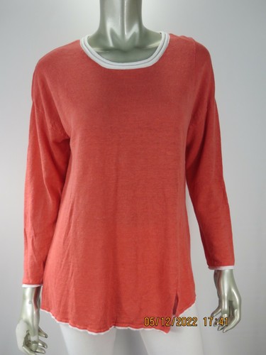 Linen Tangelo Orange White Trim Sweater 
