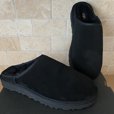 UGG CLASSIC SLIP-ON BLACK SUEDE SHEEPSKIN SLIPPERS SHOES  display picture 1