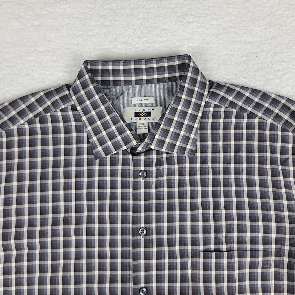 Camisa Joseph Abboud Para Hombres 2XL XXL Púrpura Gris Oscuro A Cuadros Sin Hierro Vestido Abotonado Foto 3 de 4