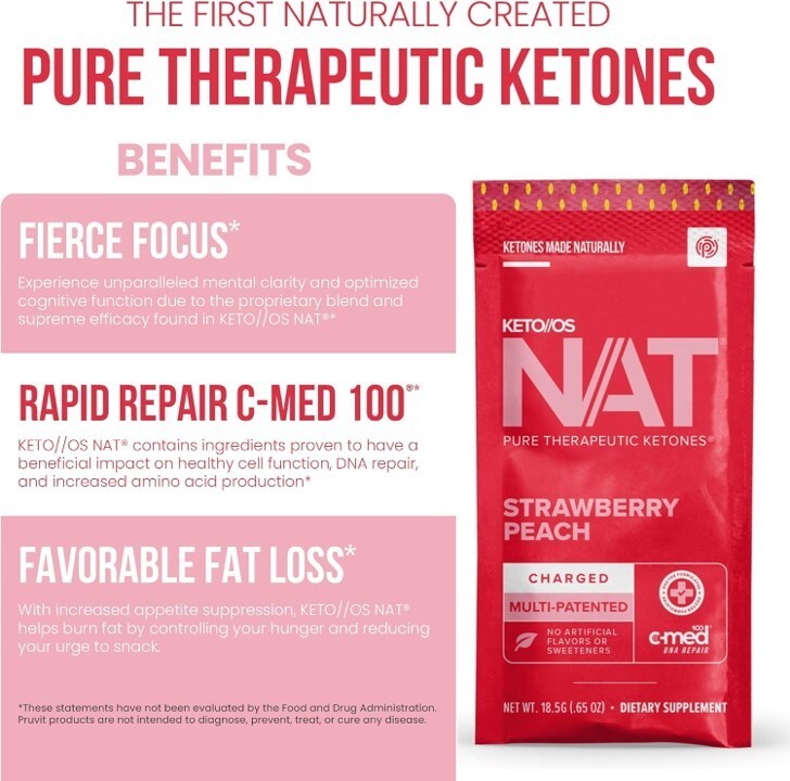 PRUVIT ketone drink  Keto Nat STRAWBERRY PEACH Charged FREE SHIPPING