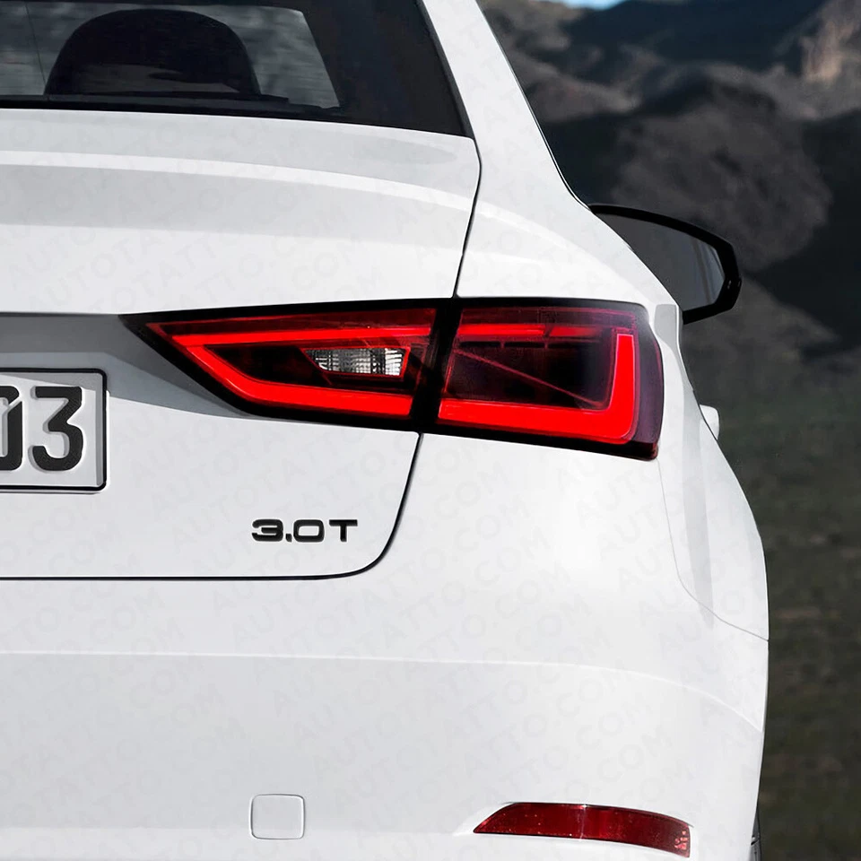 Tapa de la cubierta del maletero trasero del coche Audi 3.0T Turbo placa de identificación emblema insignia negro mate línea Foto 4 de 4