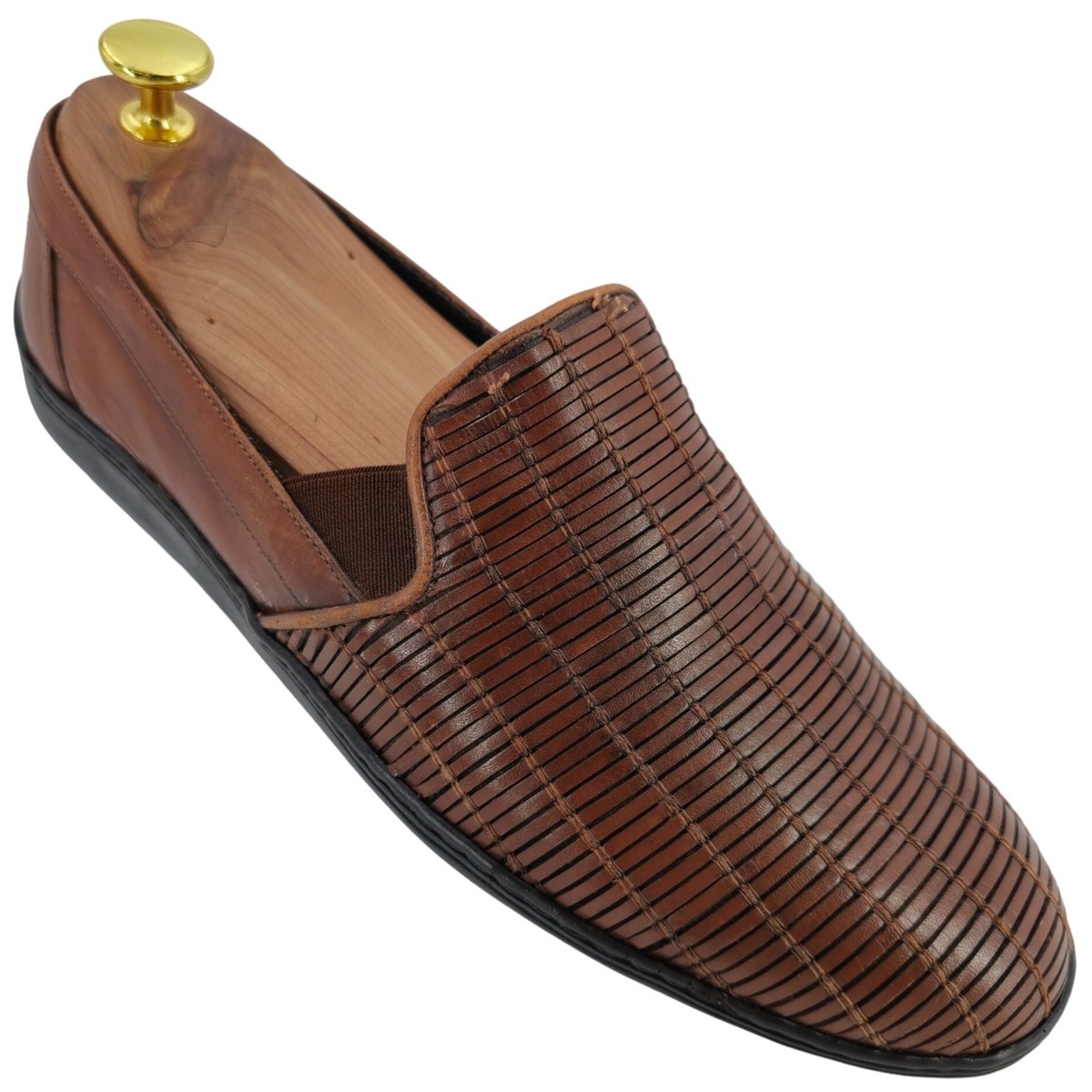 Vintage Bragano Italy Driving Casual Loafers Mens 8M Brown 