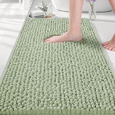 Sage Green Bathroom Rugs 30x20, Soft Chenille Bath Mat, Non Slip Absorbent Qu...