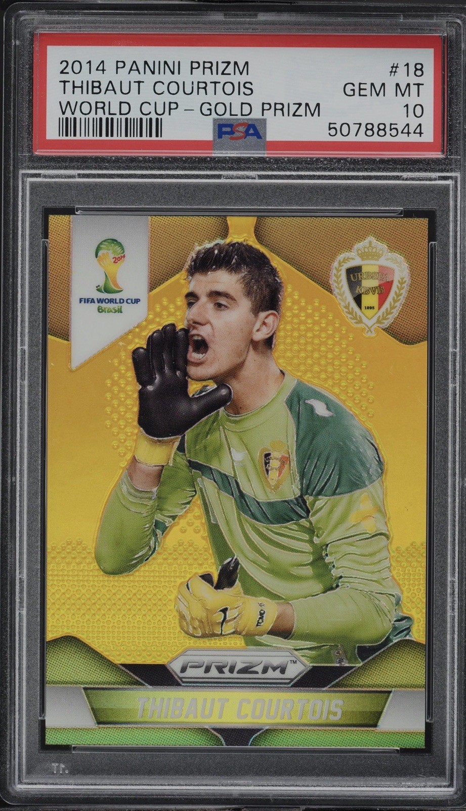 2014 Panini Prizm World Cup Gold Thibaut Courtois /10 #18 PSA 10