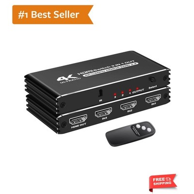 4K HDMI 2.0 Switch Hub - Connect PS5, Roku, and More - Aluminum Construction