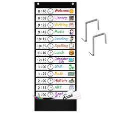 Daily Schedule Pocket Chart, 13 1 Pocket Visual Schedule Chart, 18 Double-Sid...