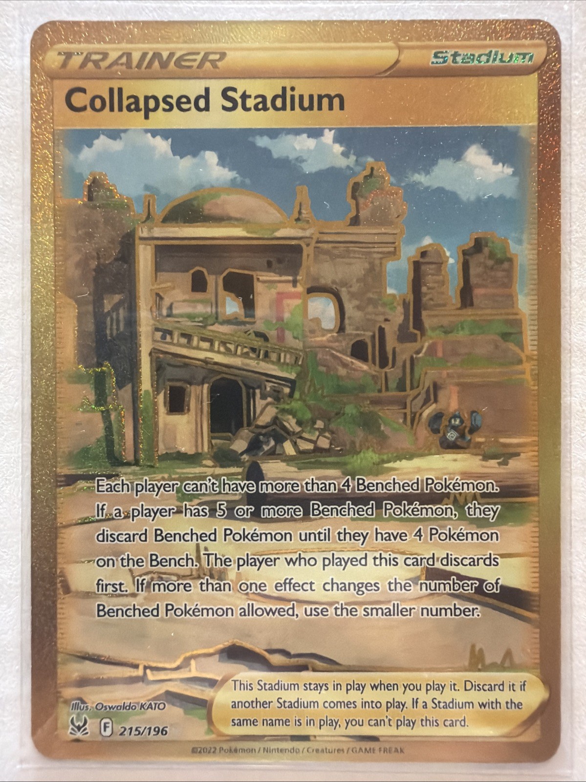 Collapsed Stadium 215/196 Lost Origin Gold Holo Secret Rare Pokemon Card TCG NM