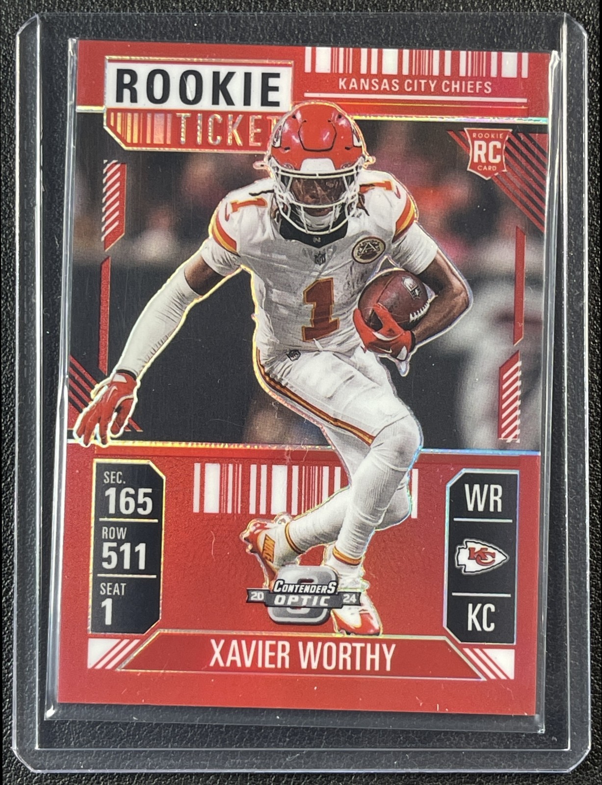 XAVIER WORTHY 2024 PANINI CONTENDERS OPTIC #100 ROOKIE TICKET RED PRIZM 129/199