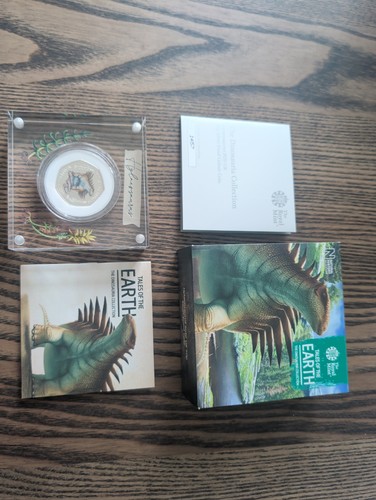 Moneda de 50p color plata prueba The Dinosauria Collection Hylaeosaurus 2020