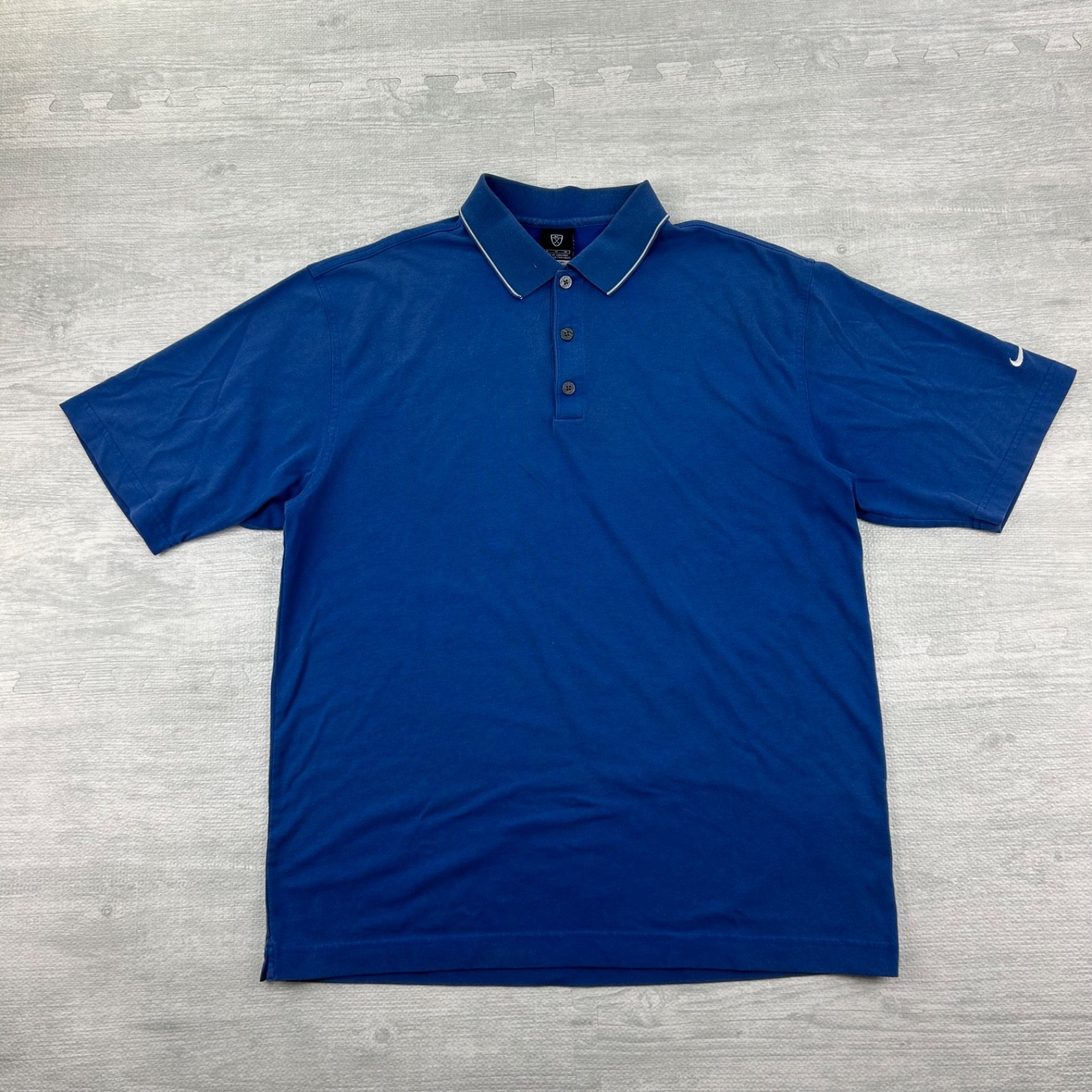 Vintage Nike Golf Polo Shirt Size Medium Blue Collared Button Swoosh Logo