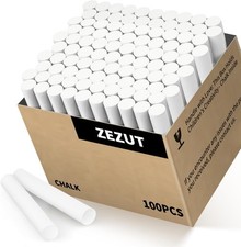 White Chalk 100PCS, Low Dust Chalks Stick Bulk 1 Count Pack of 100 ,