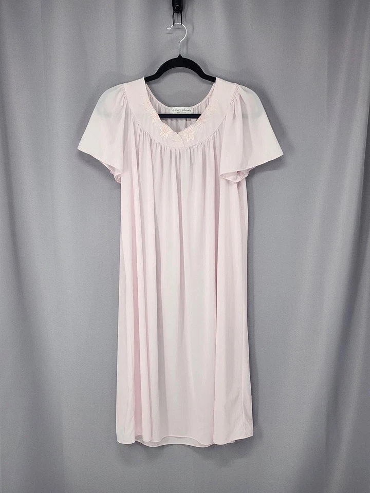 Camisón Miss Elaine para mujer mediano manga corta bordado floral ropa de dormir Foto 3 de 4