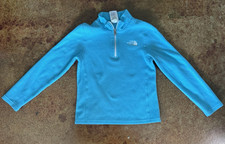 The North Face Girls Blue Solid Fleece 1/4 Zip Jacket XS 6 