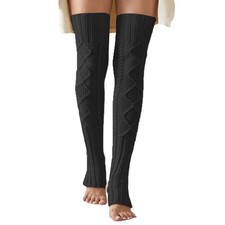 Women's Cable Knit Thigh High Leg Warmer Socks Over Knee High Footless Boot S...