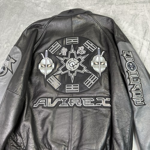 Herren 2XL Vintage Avirex bestickte Lederjacke '00 nyc blades