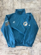 Vintage Logo Athletic Pro Line Miami Dolphins Half Zip Windbreaker Size Large