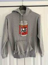 The Simpsons Universal Studios Duff Beer Hoodie Gray Can Pouch sz Small