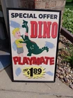 Vintage Dino Sinclair Playmate Sign Framed Gas Oil Kid Store Display Coke Pepsi