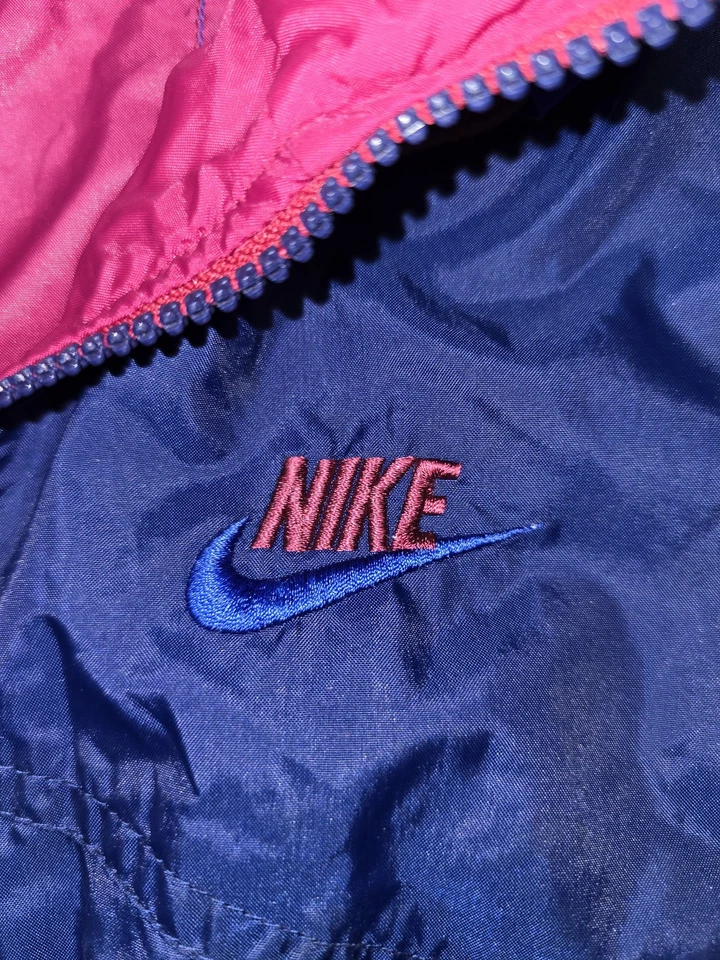 Vintage Nike Jacket Mens Large Blue Pink Hooded Windbreaker Colorblock 90s Nylon - Image 3 of 4