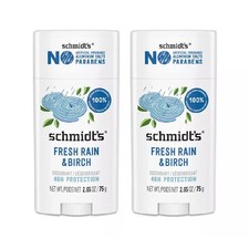 Schmidt's Natural Deodorant Stick Fresh Rain Birch 2.65 oz Pack of 2