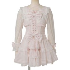 LIZLISA Pink Front Tiered Chiffon Dress Women's Size M Japan