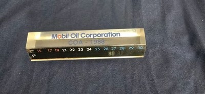 Mobile Oil Corporation Advertising Thermometer 1988 COA Gas Prism Desktop Desk
