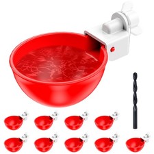 10 Auto Chicken Waterer Cups Kit with Hole Saw - Easy Install Poultry Drinker