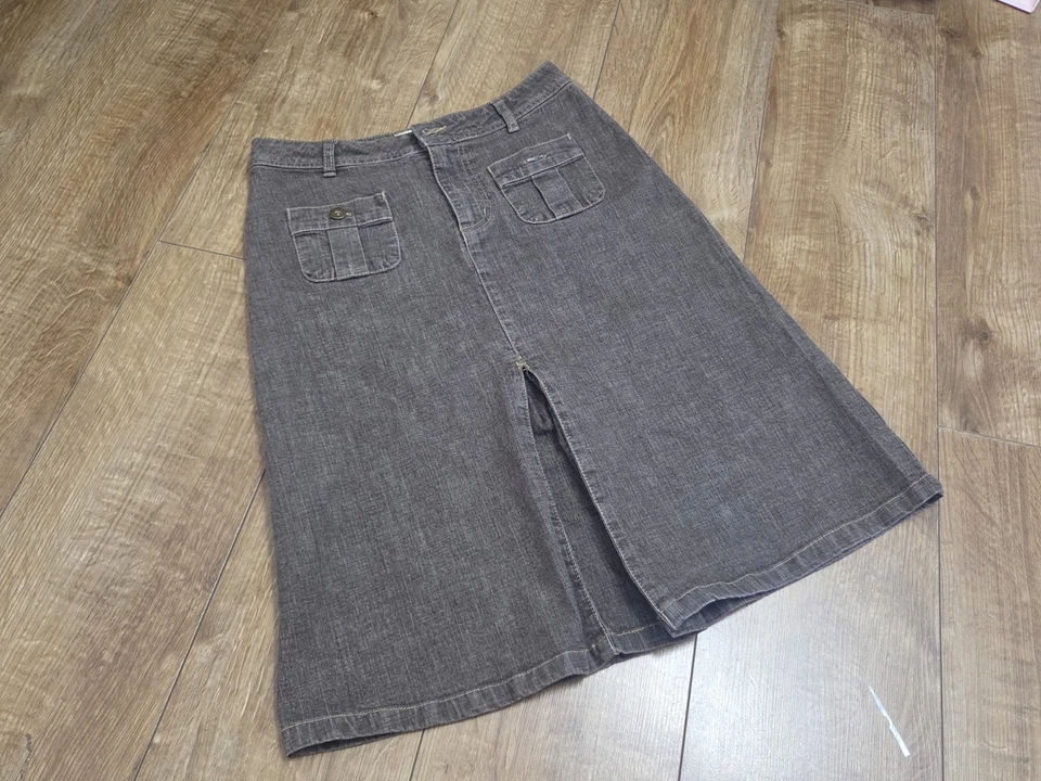 Debenham John Rocha Women's Grey Denim Pockets Mid Skirt Uk Size 10 Used - Image 2 of 4