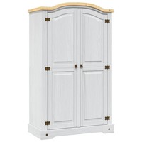 Vidaxl Kleiderschrank Mexiko-Stil Kiefernholz 2 TüRen Weiß Neu