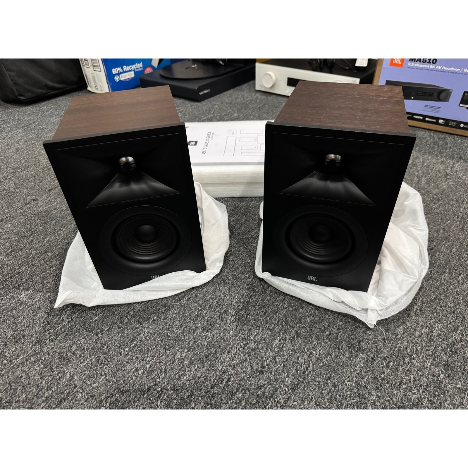 JBL Stage 240B Bookshelf Speakers Pair Espresso Home Audio S