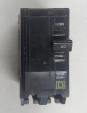 Square D QO250 Plug-On Circuit Breaker 2 Pole 50 Amp 240V 10kA USED