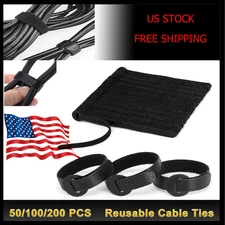 50 PCS Cable Straps Wire Cord Hook Loop Ties Reusable Fastening Organizer Laptop