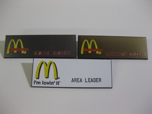 (3) diff. McDONALD'S Uniform employee Name badges! w/ management titles!