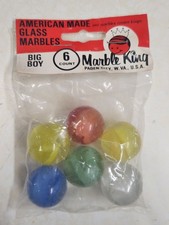 Vintage Marble King Glass Marbles 6 Count Big Boy Bag