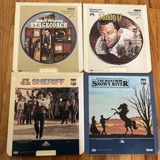 Western CED Videodisc Movie Lot John Wayne Stagecoach, Stalag 17, Support Sherif