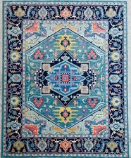 New Floral Design Color Blue Oushak Rugs Hand Knotted Area Rug  Carpet