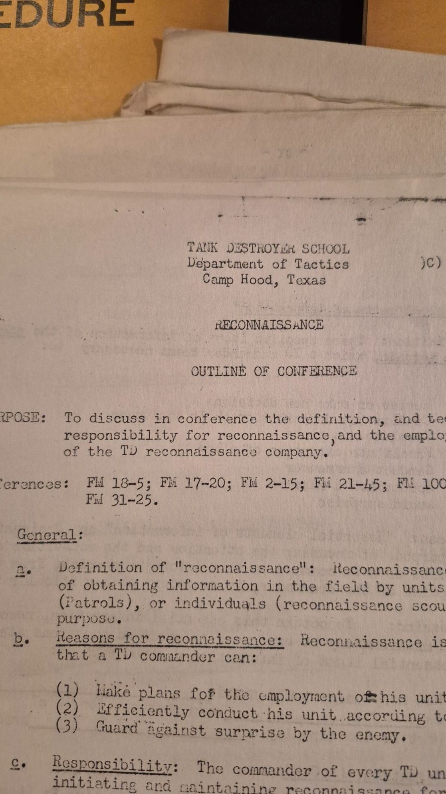 US WW2 Tank Destroyer Unit documents & Manual lot