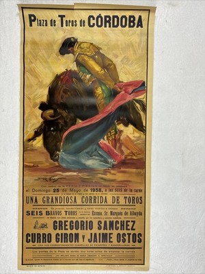 Vintage Bull Fighting Poster 1958 Plaza de Toros de Cordoba
