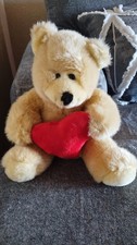 Toy Factory Teddy Bear Plush Holding Red Heart Tan Stuffed Animal 12  
